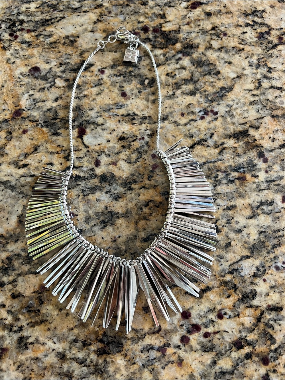 Anna Beck Silver Spike Fringe Collar Necklace